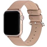 Fullmosa kompatibel mit Apple Watch Armband 41mm 40mm 38mm Series SE/7/6/5/4/3/2/1, Leder Ersatzarmband für iwatch original Band, 38mm/40mm/41mm Kamelhaarfarbe + Roségoldene S