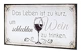 Wandbild 40x20cm Wein Spruch Küche Küchendeko Deko Wandschild Bild Dekoschild Schild Wanddeko Geschenk