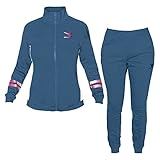 Diadora Trainingsanzug für Damen, Baumwolle, organisch, mit Reißverschluss, 3 Farben, Art.796, Bijou Blue, S
