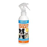 ARDAP Zeckenspray 250ml zur Anwendung am Tier - Bis zu 4 Wochen zuverlässiger, natürlicher & langanhaltender Schutz vor Zecken, Flöhen, Läusen & Milb