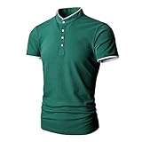 Henley Hemd Herren Modern Mode Knopfleiste Slim Fit Herren Shirt Sommer Basic Stretch Stehkragen Herren T-Shirt Casual Atmungsaktives H