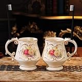 XAYIANH. Keramik Badezimmer-Zubehör Set Seifenspender Zahnbürstenhalter & Tassen Mit Tray Seifenschale Toilette 6 Stück Set Hochzeit Geschenke (Color : Weiß, Size : Double Cups)