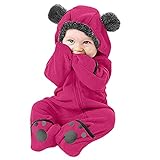 MRULIC Baby Overall Mit Kapuze Footies Winter Strampler Schneeanzüge Karikatur Jumpsuit Mädchen Jungen Kleidungsset Fleece Footed Spielanzug(E3-Pink,100)