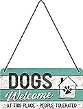 Nostalgic-Art 28015 Retro Hängeschild PfotenSchild – Dogs Welcome – Geschenk-Idee für Hunde-Besitzer, aus Metall, Vintage-Design zur Dekoration, 10 x 20