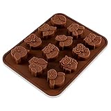 BlueFox SweetPonya Silikonform mit Eulen, Eiswürfelform, Pralinenform, Schokoladenform, 19,5 x 15 x 1,5cm Süßigkeiten, Giessform, Kuchenverzierung, Vögel, Seife, Deko Kuchen, Farbe: B