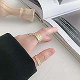 Damen 925 Sterling Silber Ringe Verstellbare,Unregelmäßige Oberfläche Gold Folie Papier Muster Persönlichkeit Design Ring Geburtstagsgeschenk Abendk