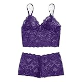 Dasongff Damen Spitzen BH Unterwäsche Dessous Sets Neue Sexy Erotische Reizwäsche Bra und Slip Unterwäsche und Slip Set Bra Lingerie Transparente Nachtwäsche Babydoll 2-teilig