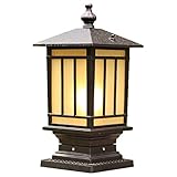 SDFDSSR 35 * 18 cm Außenpfostenlaterne Aluminium wasserdichte Ziegelsäulen Wegbeleuchtung Haushaltsstromanschluss Villa Garten Landschaft Innenhof Straß