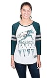 Icer Brands NFL Philadelphia Eagles Damen T-Shirt Running Game 3/4 Long Sleeve Tee Shirt, X-Large, Weiß