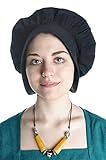 HEMAD Damen Mittelalter Haube mit Schild Baumwolle schw
