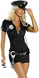 Tante Tina Polizei Kostüm für Damen - Polizistin - Schwarz - Inhalt: Mütze, Kleid, Gürtel, Abzeichen, Handschellen - S (Gr. 36/38)