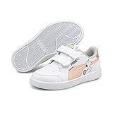 PUMA Peanuts Shuffle Hook and Loop Sneaker, White-Apricot Blush-Sun Kissed Coral Black, 13 US Unisex L