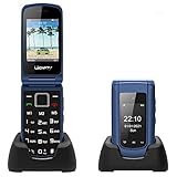 3G Simlockfreie Seniorenhandy Klapphandy ohne Vertrag,Großtasten Mobiltelefon SOS Notruffunktion,Aussendisplay,Taschenlampe,FM RadioDual-SIM 2.4 Zoll Display Einfach Handy für Senioren (Blau)