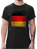 Fussball EM 2021 Fanartikel - Germany Vintage Flagge - L - Schwarz - Deutschland+em+Tshirt+männer - L190 - Tshirt Herren und Männer T-S