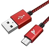 Rampow Micro USB Ladekabel, 2M/ 1-Stück, mit Nylon Geflochtenes Micro USB Schnellladekal Kompatibel für Android Smartphones, Samsung Galaxy, HTC, Huawei, Sony, Nexus, Nokia, Kindle und Mehr - R