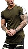 Coshow Herren Fest Kompression Grundschicht Kurzarm T-Shirt Bodybuilding Tops Polyester und Spandex