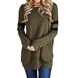 SALEBLOUSE Damen Regular Fit Pullover Tunika Tops Basic Baggy Colour Block Langarm Dünn Comfort Pullover Sweatshirt Frauen Herbst Outdoor Sport Casual Style Shirts Baumwolle Leinen Pullover B
