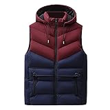 BIKETAFUWY Weste Herren mit Kapuze Outdoor Bodywarmer Steppweste Daunenweste Slim Fit Reißverschluss Ärmellose Kapuzenweste Freizeitjacke Sportweste für M