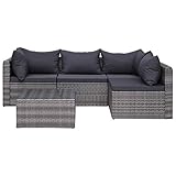 vidaXL Garten Sofgarnitur mit Polstern Kissen 5-TLG. Gartensofa Gartenmöbel Lounge Set Gartenset Sitzgruppe Sitzgarnitur Gartengarnitur Poly Rattan G