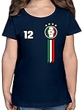 Fussball WM 2022 Fanartikel Kinder - 12. Mann Italien Emblem - 152 (12/13 Jahre) - Dunkelblau - Italien - F131K - Mädchen Kinder T-S