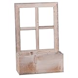 UNUS Deko Fenster aus Holz mit Blumenkasten, Fensterrahmen im Vintage Design, rechteckig… (1 Stück, Weiß)