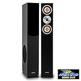 auna Linie 501 FS BK - 3-Wege Standlautsprecher Boxen, Passive HiFi Lautsprecher Standboxen, 140 W RMS, 8' Tieftöner, 2x4 Mitteltöner, 1' Hochtöner, schw