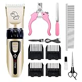 Aischens Hundeschermaschine, Leise Profi Hund Katze Tierhaarschneidemaschine haartrimmer, Hund Schneidemaschine Trimmer Haustier Elektrische Wiederaufladbare Schnurlosen Tierhaarschneider Dog Clipp