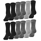 Fullluwaa Socken Herren Damen 10/12 Paar Business Schwarz Baumwolle Lange Komfortbund-S, Grau *2+dunkelgrau *5+schwarz *5