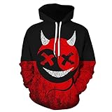 3D Hoodies MD542 Langarm Pullover Unisex Sweatshirt 3D Kapuzenpulli Für Männer und Frauen, Kleiner Teufel-XL