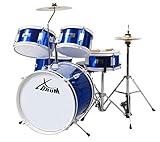 XDrum Junior Kinder Schlagzeug Drumset (geeignet von 5-9 Jahren, mit viel Zubehör, Schule, DVD) B