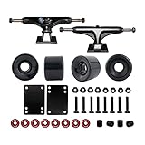 SM SunniMix 5' Skateboard Achsen, Skateboard Rollen mit Lager 51mm, Skateboard Grip Tape, Skateboard Riser Pads, Skateboard Hardware Set - Schw