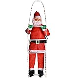 Deuba LED Weihnachtsmann Leiter XXL 240cm für In-/Outdoor 8 Leuchtfunktionen Santa Claus Nikolaus Weihnachten Deko Fig