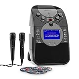 AUNA ScreenStar - Karaoke Player, Karaoke Set, Karaoke Anlage, TFT-Display, 2 x Mikrofon, Front-Kamera, integrierter Lautsprecher, USB, CD+G-Player, 3 x Karaoke-CD, Graphitschw