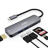 RUBU 5-in-1 USB Typ C auf HDMI 4K mit Port SD/TF Kartenleser USB 2.0 USB 3.0 für Laptop PC Apple MacBook Pro iMac Pro Chromebook XPS Windows Samsung