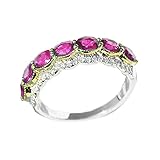 ANAZOZ Echtschmuck Verlobungsring Damen 18 Karat Weißgold Verlobungsring Halb Kreis 1.1ct Turmaline Diamant Ovalschliff Au 750 Gr. 65 (20.7)