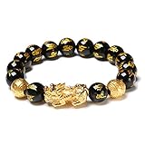 Natürliche Stein Schwarz Obsidian Pixiu Armband Mit Tiger Eye Und Doppel Pixiu Glück Tapferen Truppen Charms Schmuck für Frauen &