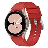 MuSheng Kompatibel mit Samsung Galaxy Watch 4 44MM Armband - Silikon Replacement Uhrenarmband Uhrenersatzarmband (Rot)