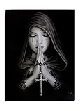 Fantastisches Anne Stokes Design - Gothic Prayer - Gothic Bild des Mädchens beten Holding Kruzifix Kreuz - Leinwand Bild auf Bild-Wand-Plakette / W