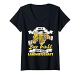 Damen Wer Bier trinkt hilft der Landwirtschaft - cooles Bier T-Shirt mit V