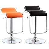 LSMK Drehhocker Barhocker 2er Set, Moderner Drehstuhl Barhocker In Thekenhöhe Für Heimküchenbüro, Verstellbarer Hydraulischer Hocker Mit Ledersitz Und Fußrastenfußplatte (Color : Orange and Black)