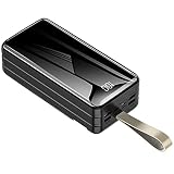AMAZOM Power Bank 40000-80000Mah Tragbares USB-Ladegerät 4 Ausgänge 3 Eingänge, Akku Mit Hoher Kapazität Und Display, Schnellladung Für Alle Mobiltelefone,Schwarz,40000