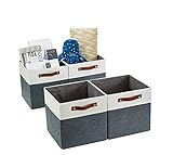•DECOMOMO faltbare Aufbewahrungskorb | robuster Stoffkorb mit Griffen für die Organisation von Regal, Kinderzimmer, Spielzeug, Schrank (Slate gray and white, 33cm – 4 Stück)