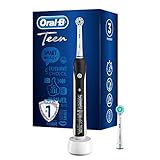 Oral-B Teen Elektrische Zahnbürste/Electric Toothbrush, 3 Putzmodi inkl. Sensitiv & Bluetooth-App für Zahnpflege, Ortho-Care Aufsteckbürste für Zahnspangen, Designed by Braun, schw