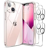 LK Kompatibel mit iPhone 13 Mini Hülle, 2 Displayschutz Schutzfolie & 2 Kamera Schutzfolie, 9H HD Klar Displayschutz Blasenfrei, Weiche TPU Silikon Case Cover - Transp