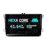 XTRONS 9' 6 Core 4GB RAM 64GB ROM Android Autoradio mit Touchscreen Auto Player Android 10.0 Hexa Core Qualcomm Bluetooth 5.0 HDMI Ausgang DAB OBD2 TPMS FÜR VW/Skoda/SEAT