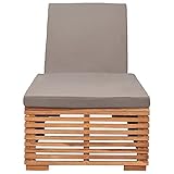 Voupuoda Sonnenliege mit Dunkelgrauem Kissen, Relaxliege, Sonneninsel, Wellnessliege, Gartenliege, Outdoor, Teak M