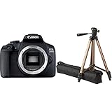 Canon EOS 2000D Spiegelreflexkamera Gehäuse (24,1 MP, DIGIC 4+, 7,5 cm (3,0 Zoll) LCD, Full-HD, APS-C CMOS-Sensor), schwarz & Amazon Basics – Leichtes Kamera-Dreibeinstativ mit Tasche, 41,91–127 