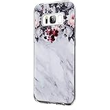 Riyeri Hülle Compatible with Samsung Galaxy S8 Hülle Klar Slim TPU Silikon Bumper Handyhülle für Samsung S8 Plus - Marmor & Blume (S8, 3)