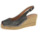 Toni Pons Espadrille für Damen aus Leder- CROACIA Schwarz, 40 EU