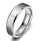 Zakk Damen Herren Ringe Titan Silber Matt Gebürstet Verlobungsring Partnerring Eheringe Trauringe 4mm 6mm 8mm 10 mm Breit (6mm,58 (18.5))